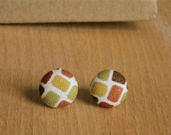 Autumn Colored Mini Square Button Earrings