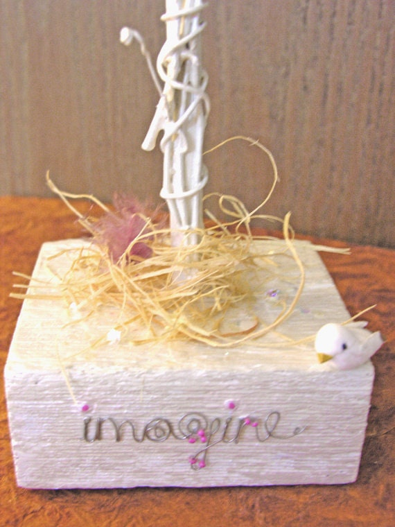 Wedding White Bird House Whimsical Pedestal Cute