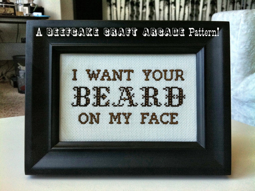 PATTERN - I Want Your Beard On My Face - cross stitch