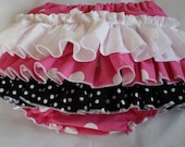 Minnie Mouse Inspired Baby Ruffle Bloomers Diaper Cover 0-3 months up to 2T Pink Black and White Polka dot Made To Order
