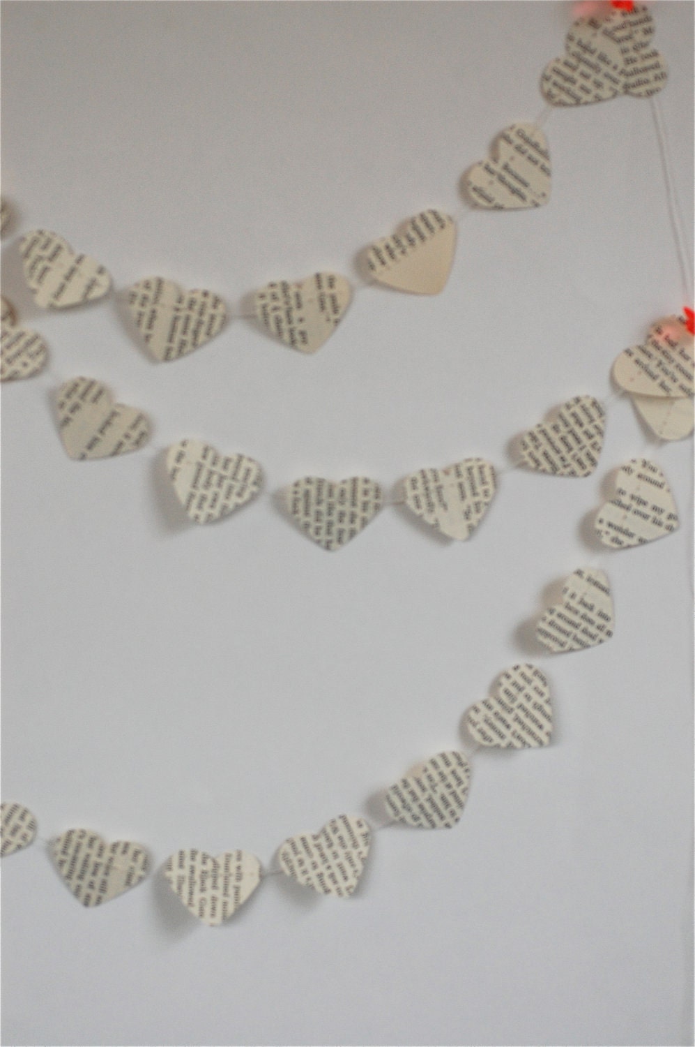 Vintage Book Heart Paper Garland, Holiday Decoration, Christmas tree garland, Wedding Decoration, baby shower decoration, Vintage book