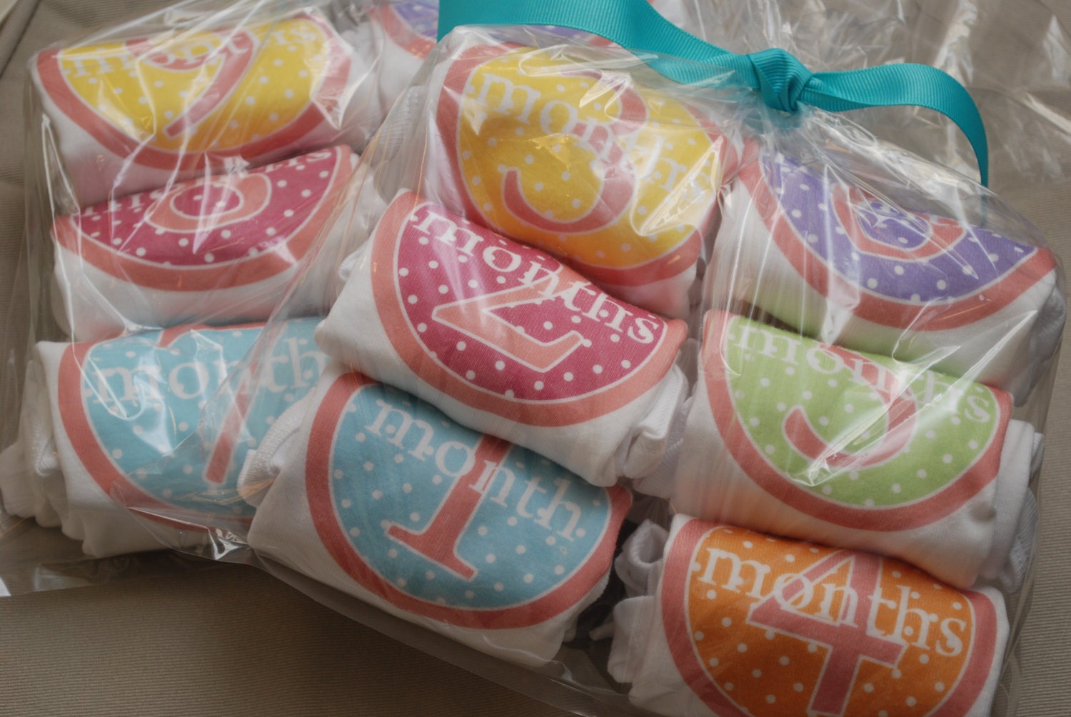 Polka Dot Girl Baby Month Onesies