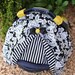 JENROSTANCH - custom listing-NEW -Carseat Canopy- with zip opening- Black Damask and yellow/black polka dots