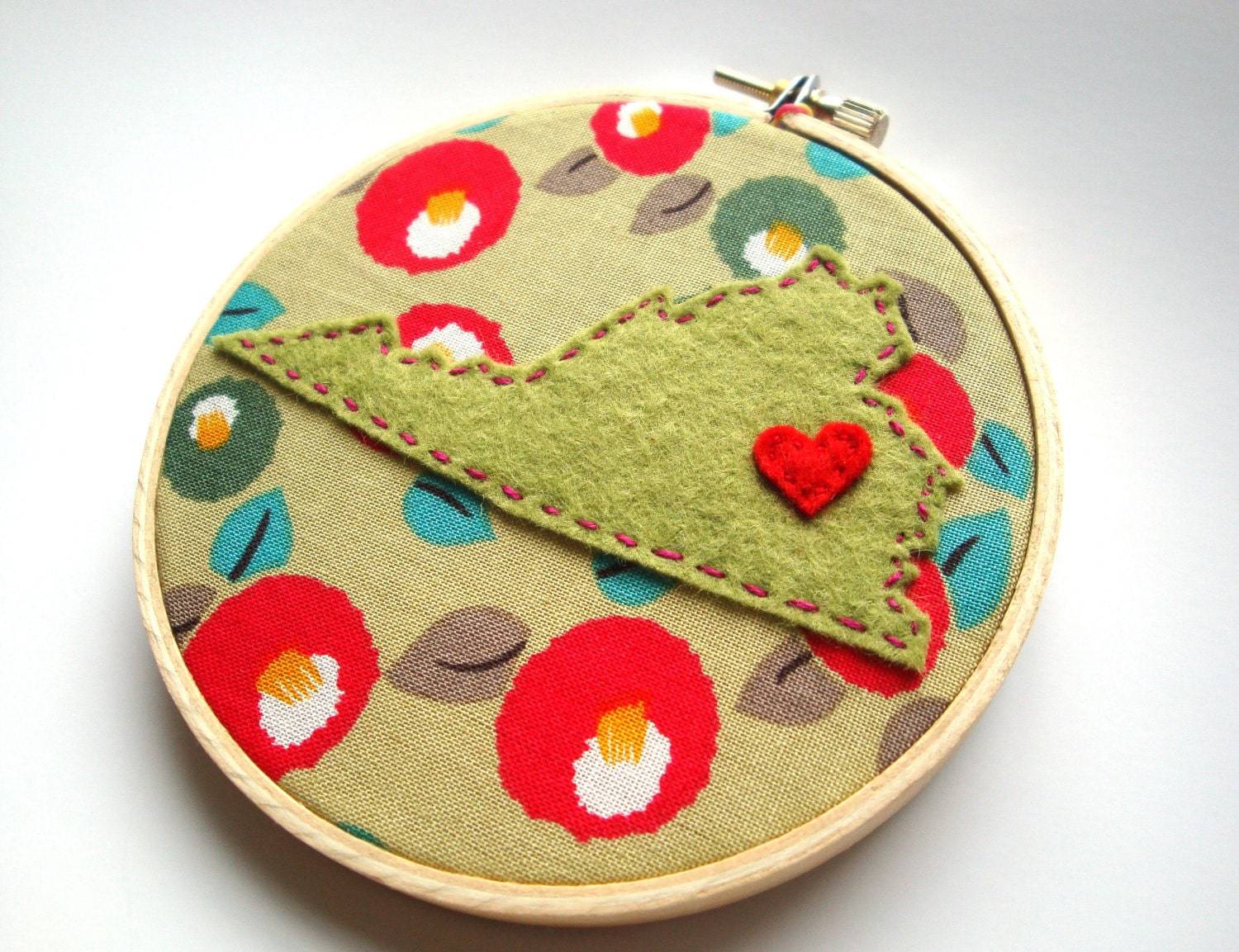 Virginia hand embroidery hoop art virginia richmond wall art state