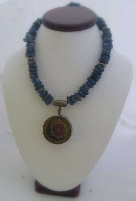 Buried Deep Within, felt and Kyanite Necklace
