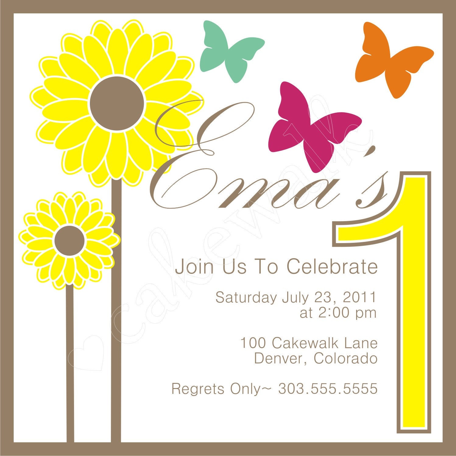 Invitation: Sunflowers & Butterflies by Cakewalk
