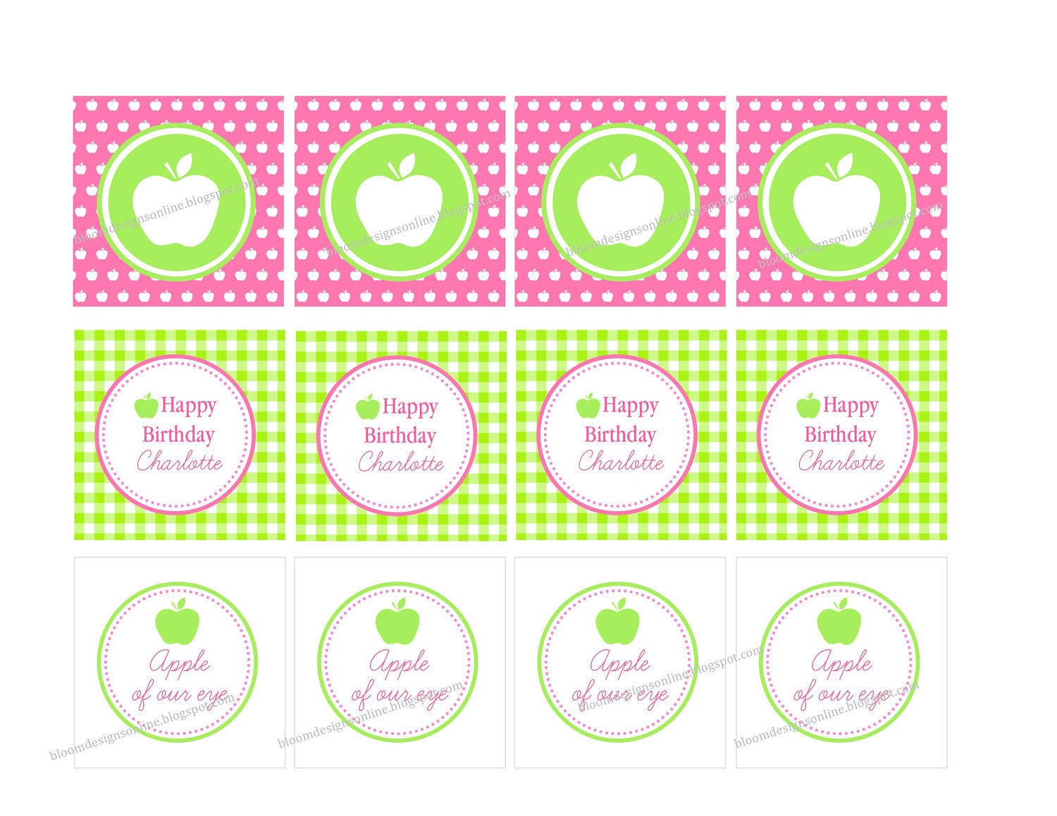Printable Cupcake Toppers & Party Circles- 3 color options - Apple of Our Eye Party by Bloom Il_170x135