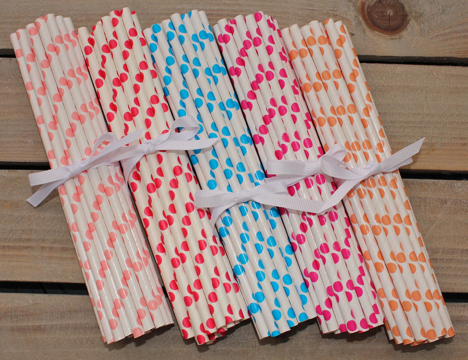 24 Polka Dot Paper Straws- Your Choice of Color Il_570xn