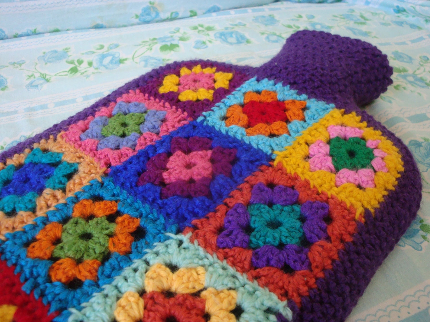 Hot Water Bottle Cover - Granny square, crochet. Winter Snuggly. A Custom make to suit your style.