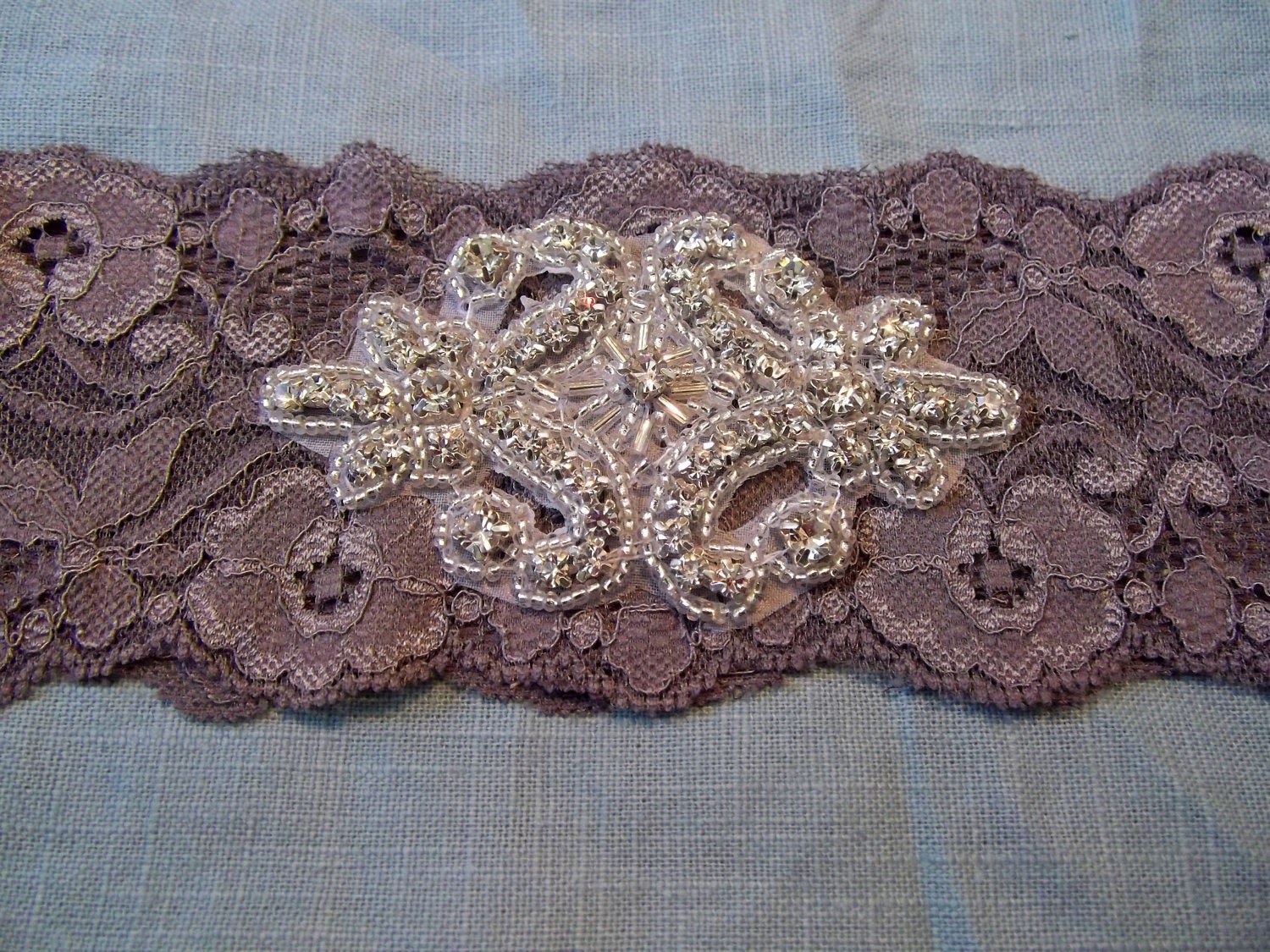 Embellished Rhinestone Charcoal grey bridal garter