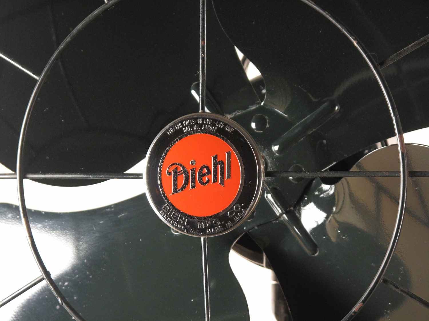 Vintage Large 1930's Diehl Oscillating Table Fan - All Original, Beautiful Vintage Paint, Rewired - Absolutely Lovely Industrial Chic