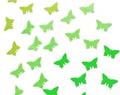 100 handpunched butterflies in the shades of green