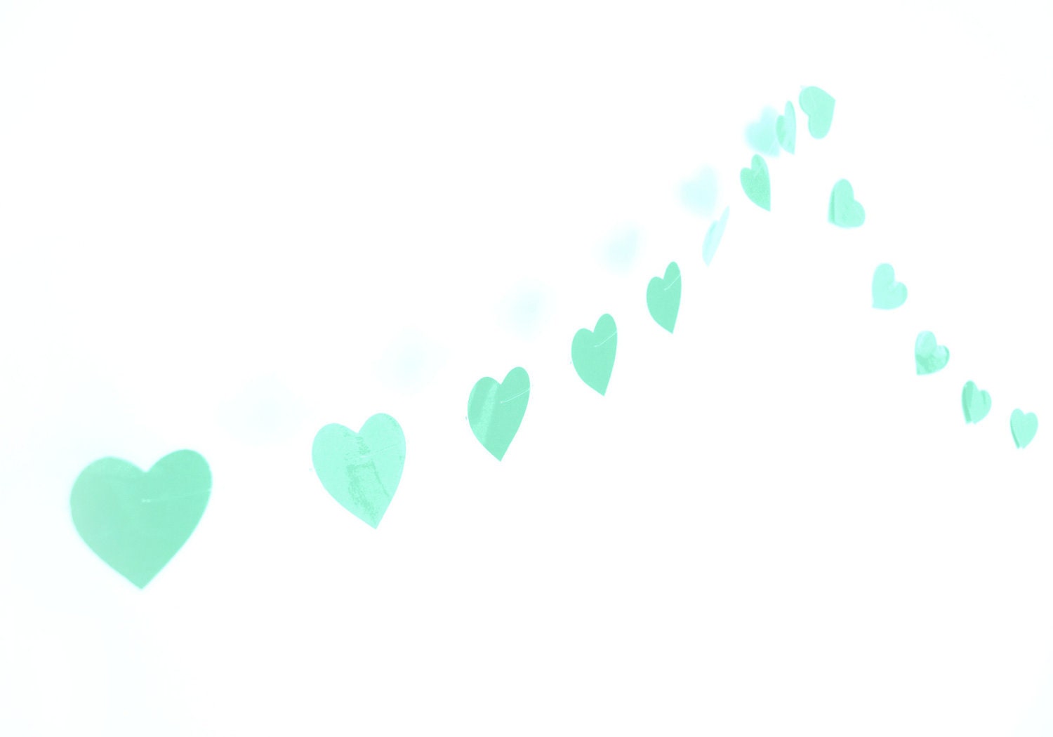 Laminated garland with paper light blue hearts, water resistant