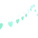 Laminated garland with paper light blue hearts, water resistant