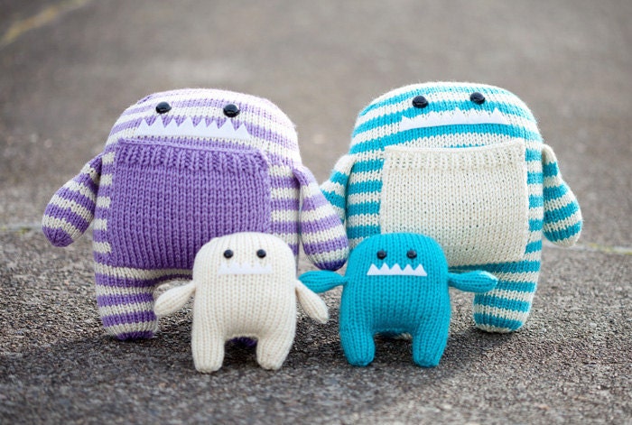 Daphne & Delilah: Momma and Baby Amigurumi Hand Knit Stuffed Monsters