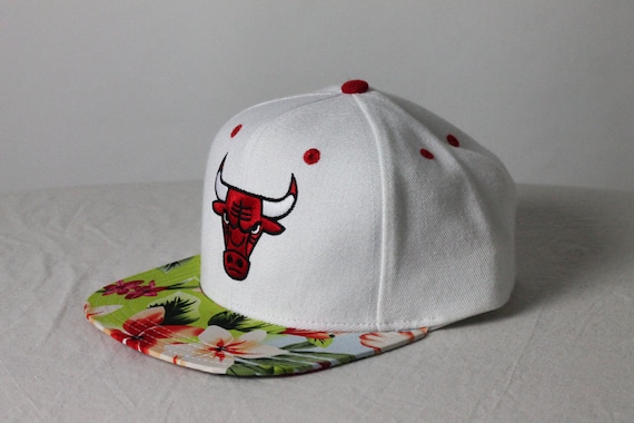 Custom Chicago Bulls Snapback -- Tropical Fabric -- Lime Green