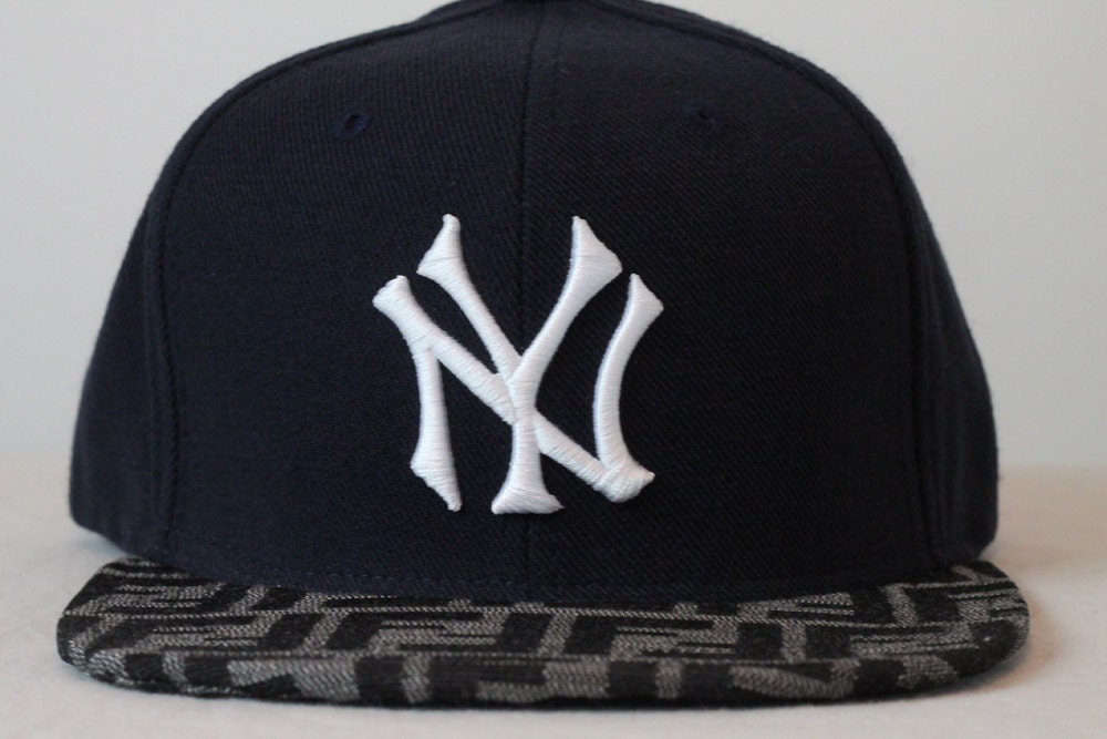 Custom New York Yankees Strapback -- Silver Fendi Fabric
