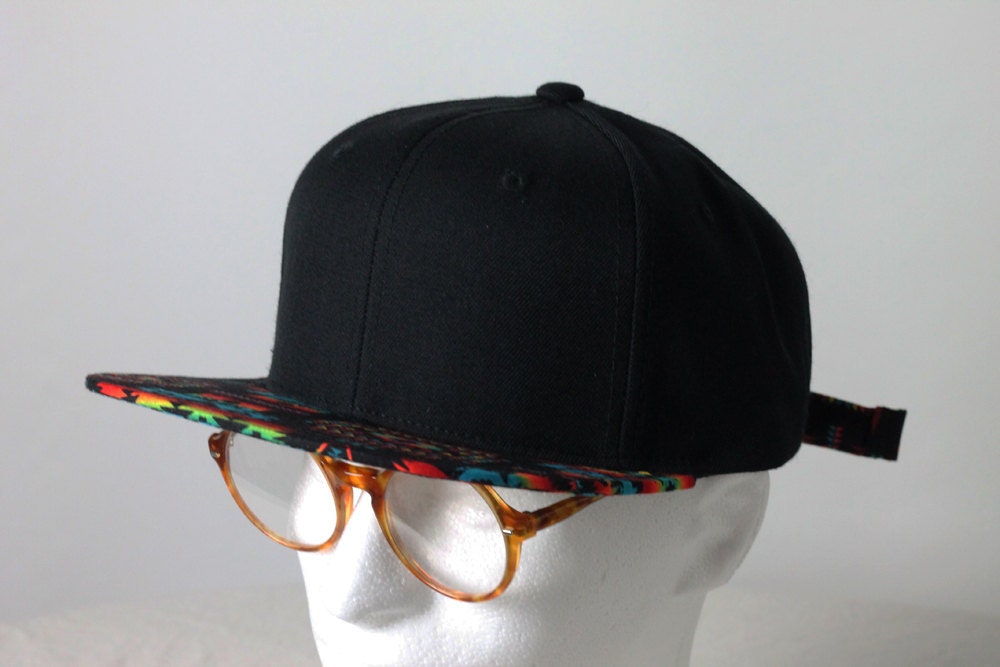 Blank Aztec Strapback -- Black Aztec Print Fabric