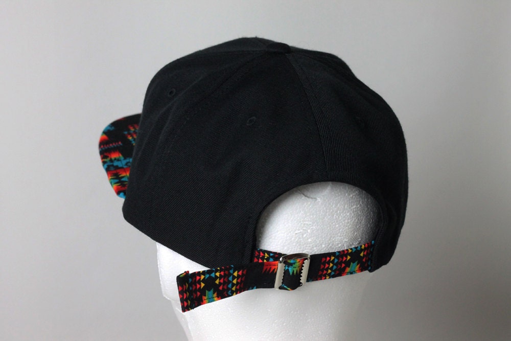 Blank Aztec Strapback -- Black Aztec Print Fabric