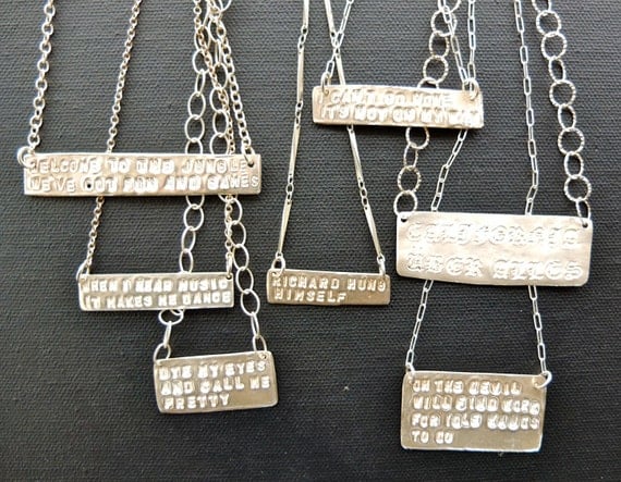Custom Lyric Nameplate Necklaces