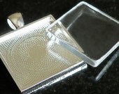 10 Kits - 1 inch Pendant making kit and matching glass -Mix and match finishes- Antique silver, bronze, copper, or black