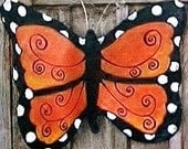 Screen Door Hanger Decor Orange and Black Monarch Butterfly