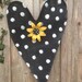 Black and White Polka Dot Heart with Yellow Sunflower Door Hanger Wreath