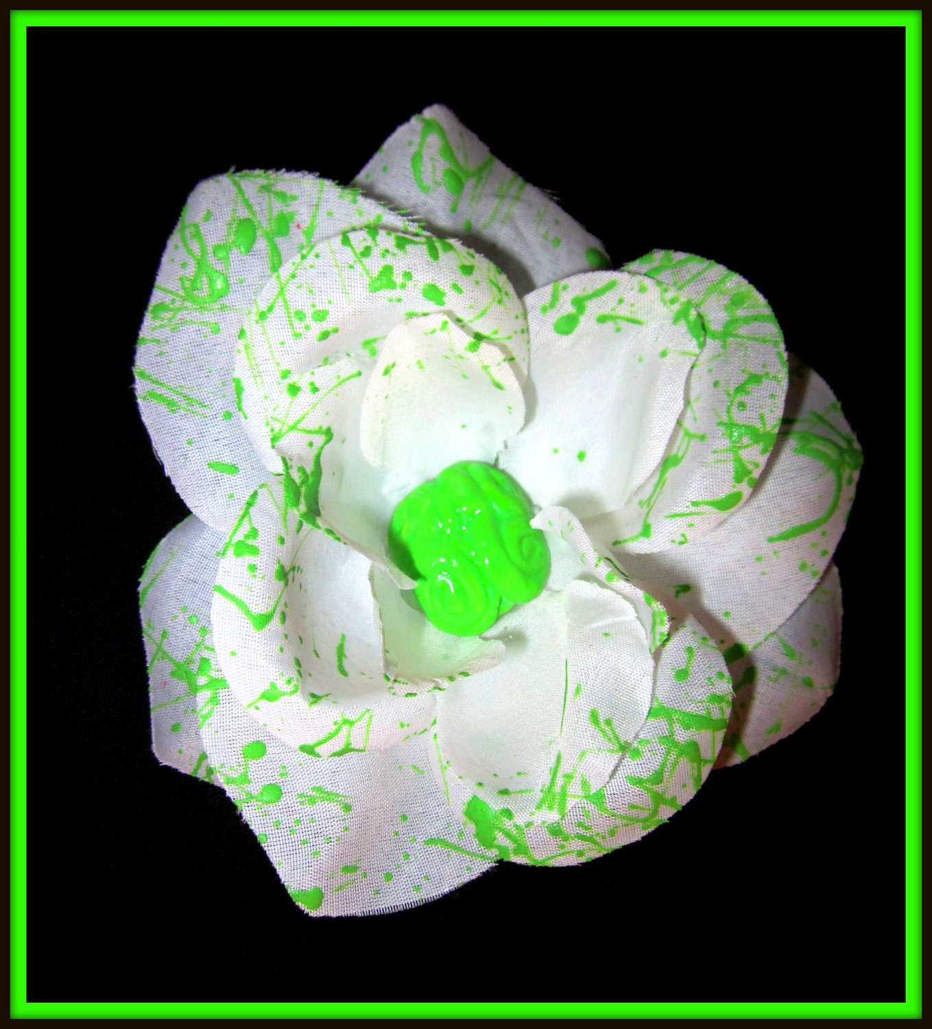 SALE Zombie Blood and Brains Blood Splatter Hair Rose with Green Brains Charm