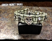 Paracord bracelet with Green Beret skull bead and hexnuts