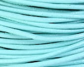 2mm Aquamarine blue green cowhide round leather cord 10 feet (622)
