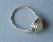 Moonstone Ring - Wire Wrapped - Reiki Charged Jewelry - Creativity, Intuition, Fertility, Confidence, Balance - Sterling Upgrade Available