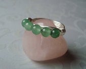 Green Aventurine Ring- Wire Wrapped - Reiki Charged - Semiprecious Gemstone Ring - Heart Chakra Jewelry - Sterling Upgrade Available