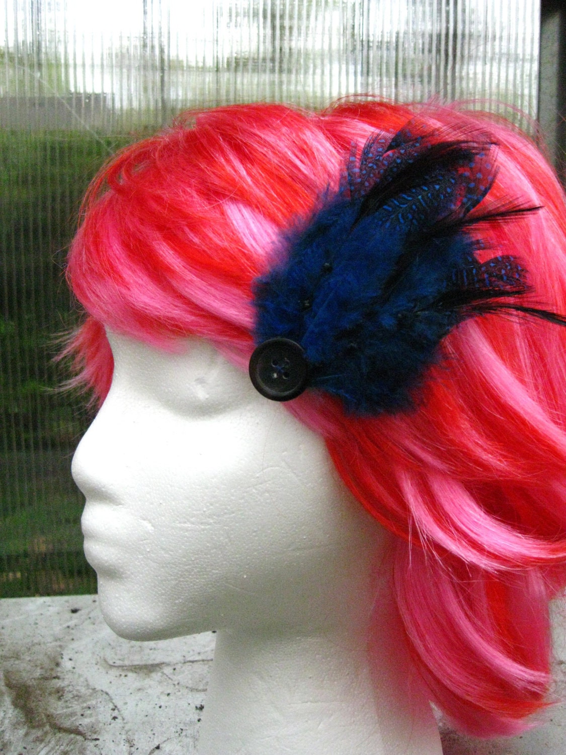 Black and Blue Feather Hair Piece