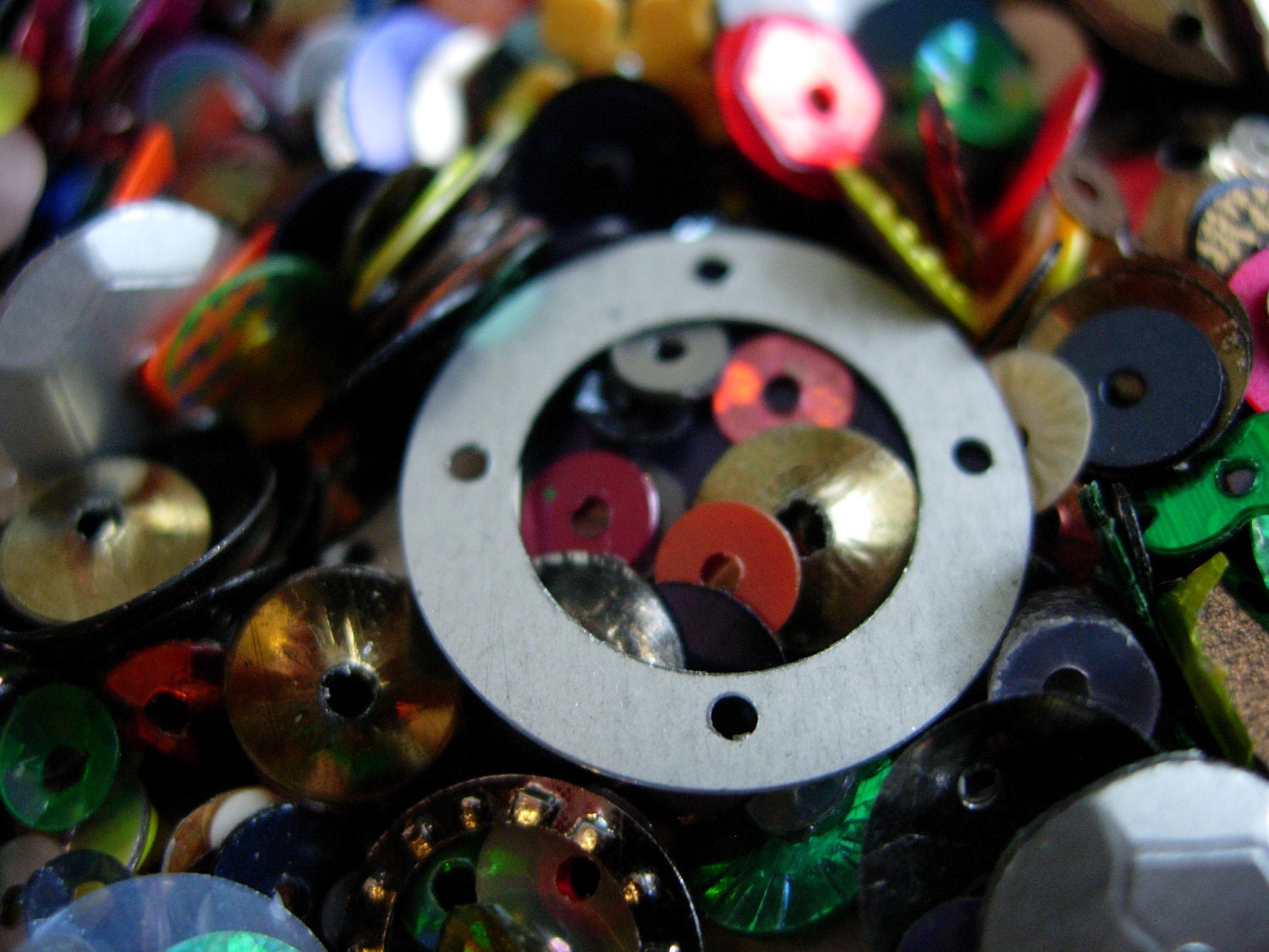Mixed Loose Sequins 10g Sombre Silver Charcoal and Old Gold Mix Assorted Novelty Shapes