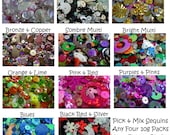 Pick and Mix - Four Packs of Mixed Loose Sequins 10g in Each Pack Your Colour Choice