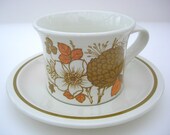 Retro Cup and Saucer Poppy Seedhead and Wildflower Midwinter 5 Available