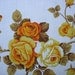 Vintage Shabby Chic Printed Rectangular Tablecloth 1970s Orange Roses