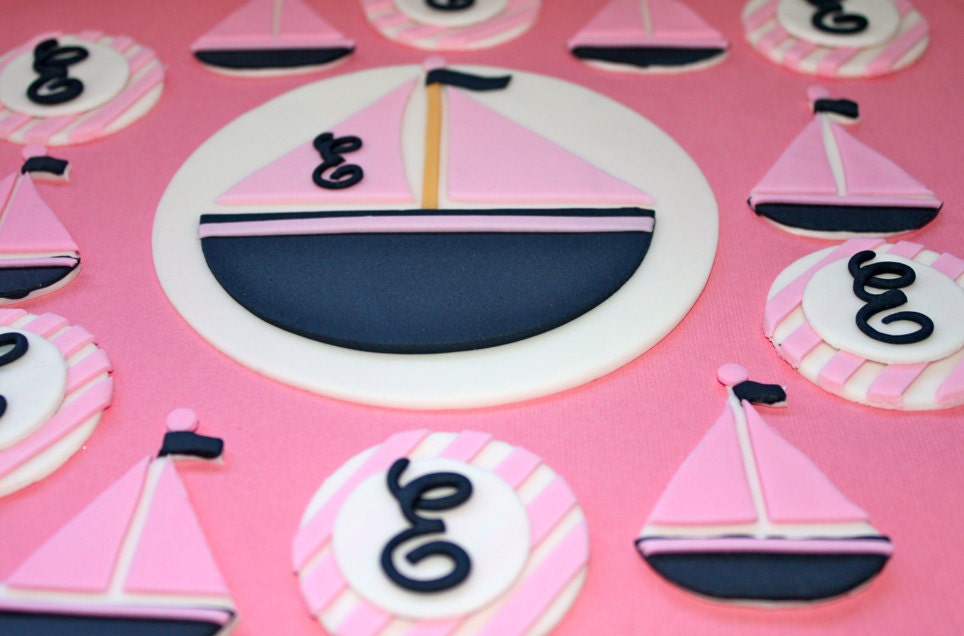Nautical Monogram Cupcake Toppers