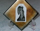 Huddle Angel of Peace Original Art on Tile - Standing Angel  with Easel - Save 35