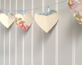 Valentine Decoration Heart Garland - Shabby Chic Garland - Upcycled Garland - Wedding Garland