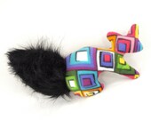 Squirrel Plush Dog Toy with Squeaker Harlequin Print