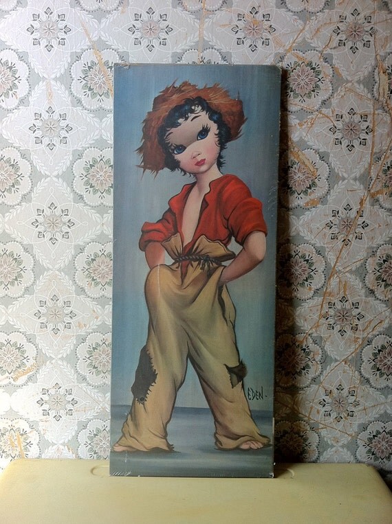 Eden+Big+Eye+Art ... Canvas-Paintings-Big-Eyes-Girl-Painting-a-Cat-Framed-Art-/270992085257