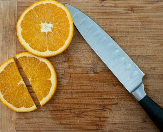 Kitchen Art Photograph - Sliced - 8x10 print, oranges, cutting board, modern wall decor, efpteam, fpoe - ErinBphoto