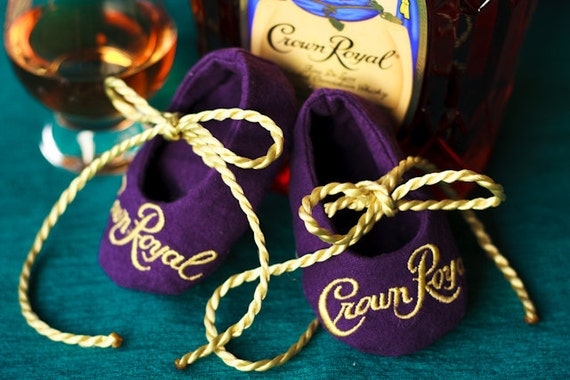 Crown Royal Baby Booties-Made to order out of actual Crown Royal bags- custom