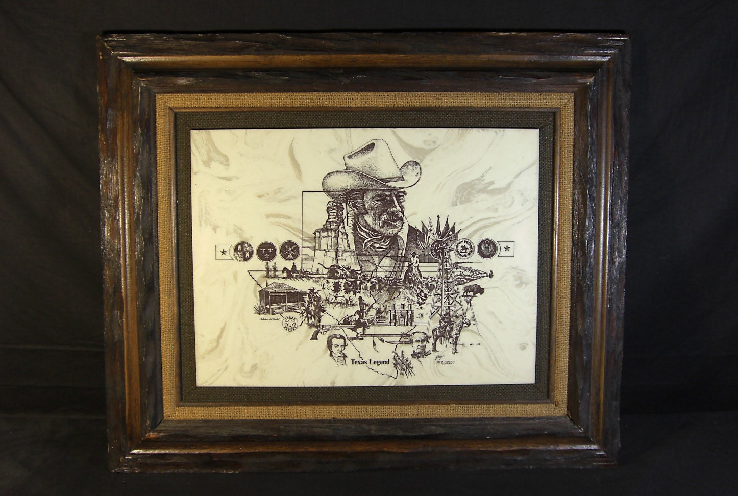 Marble Art Etching Montage - Texas Legend -  by David Frederick Gray