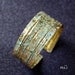 Handcrafted Brass Line Folded Hammered Eco Friendly Natural Oxidized Turquoise Patina Wide Artisan Bracelet Cuff Gift for Her by EV.I.