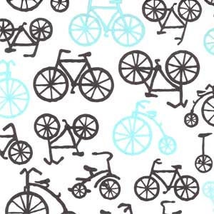 END OF BOLT, 25 inches, Bicycles in Haze Fabric, Michael Miller Fabrics