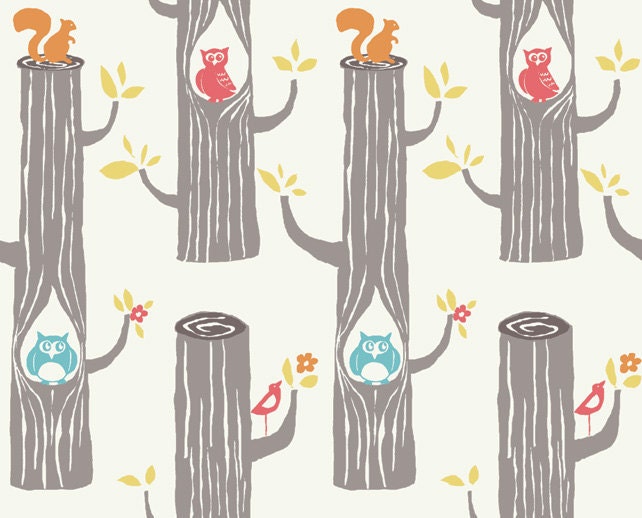 END OF BOLT, 34 inches, Woodland Friends in Natural, Monaluna Circa 52 for Birch Fabrics, Organic Fabric