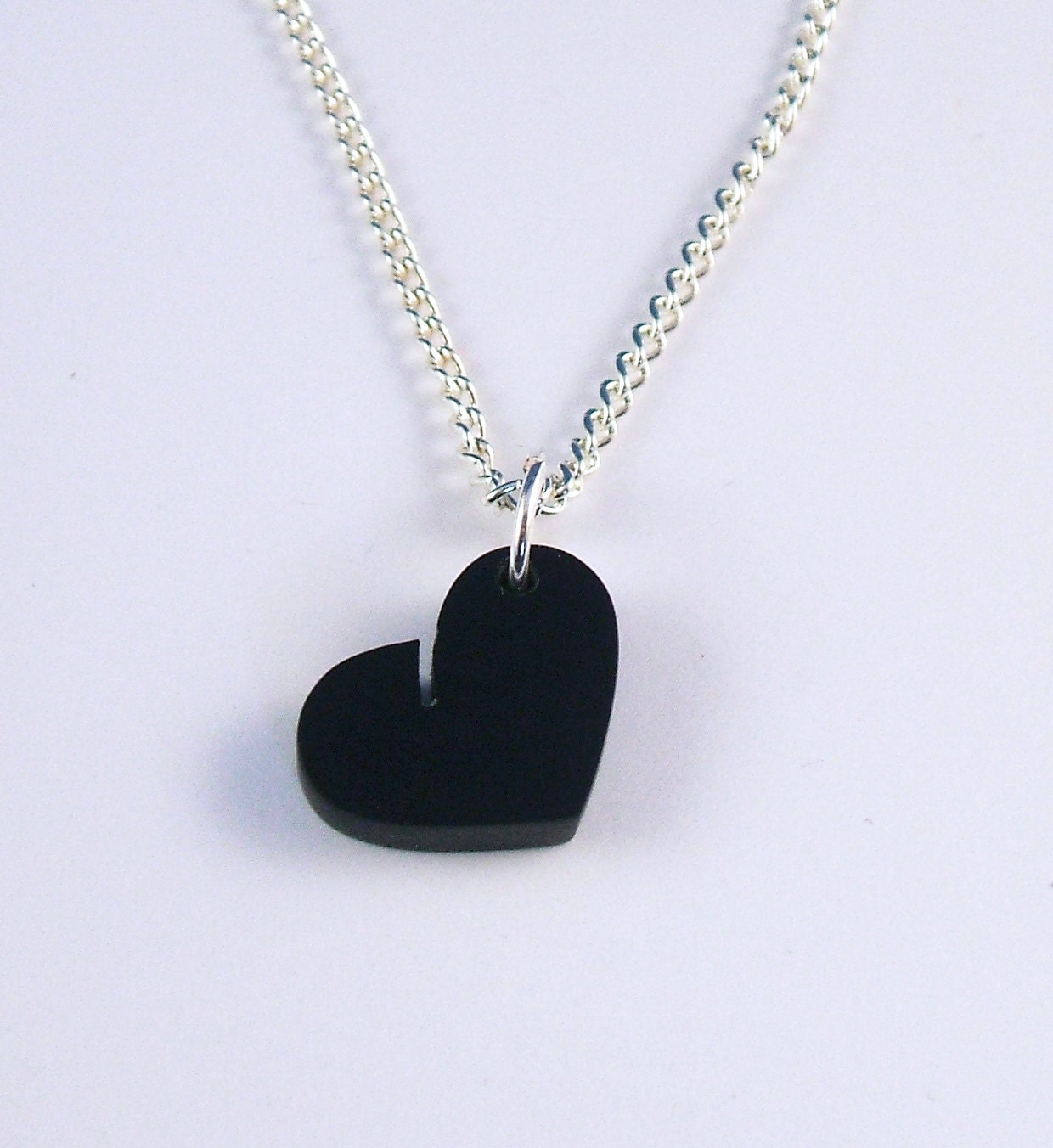 Tiny Black Acrylic Heart necklace