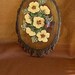 Acrylic Painting of Flowers on Wood with Metal Butterfly
